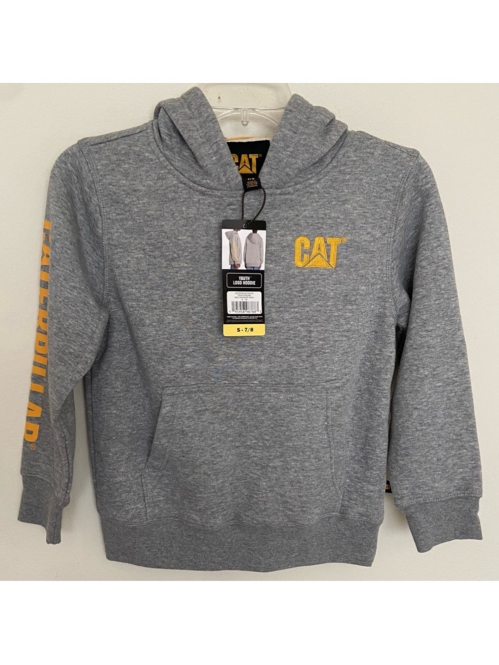 Caterpillar Youth Boy’s Fleece Trademark Pullover Hoodie (Med Heather Grey)